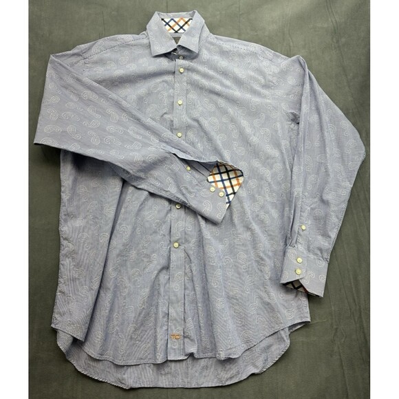 Thomas Dean Flip Cuff Button Up Shirt Multicolor Men's XL Long Sleeve Striped - Picture 1 of 9